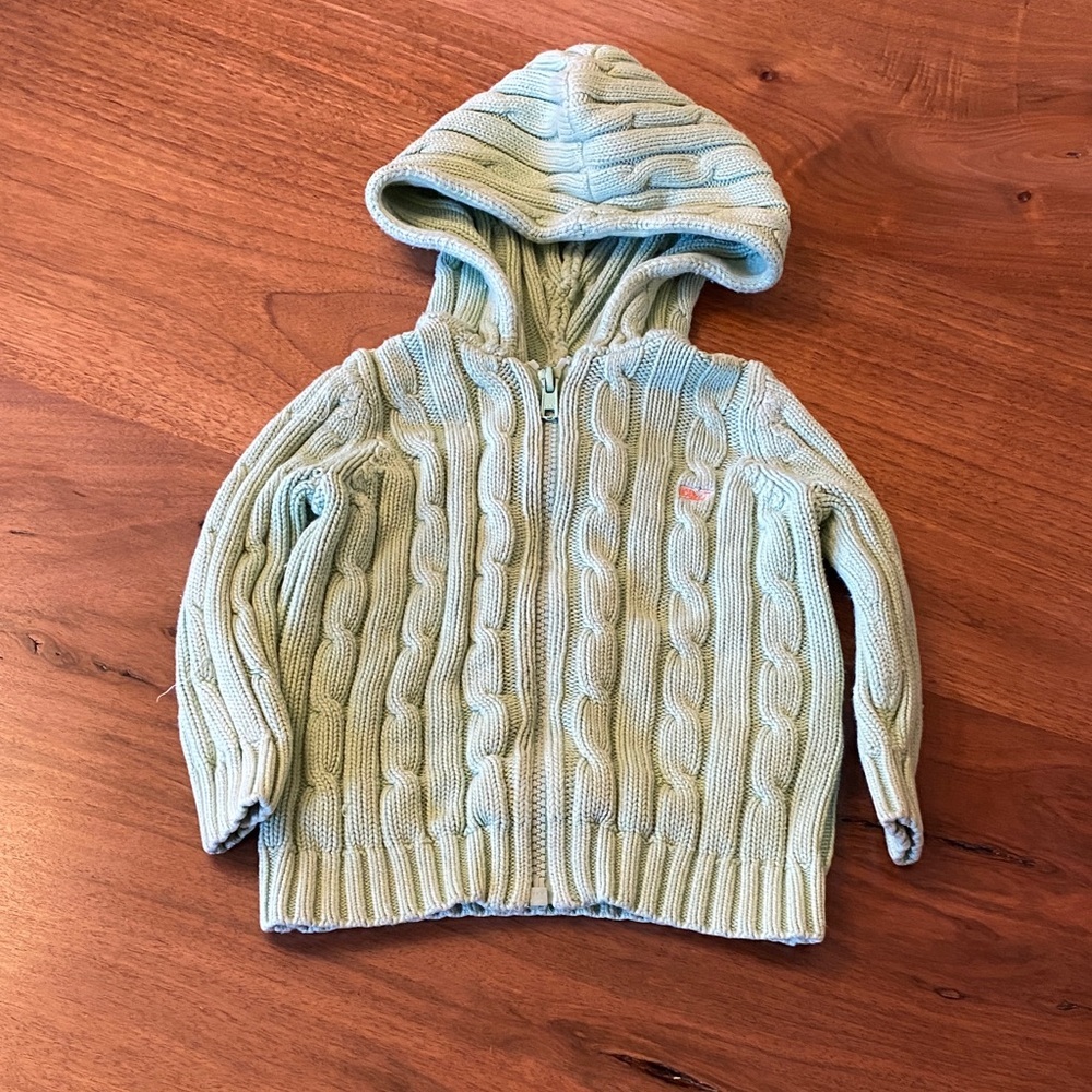 Vineyard Vines size 2T cable knit front zip hoodie sweater Excellent condition! - Picture 1 of 3